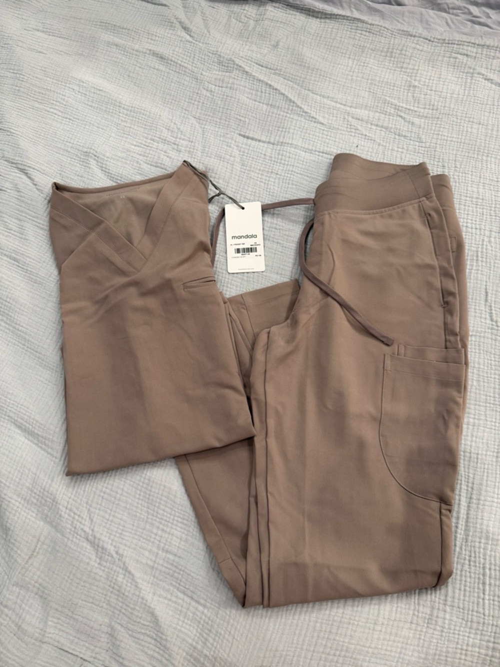 Mandala Women’s V-Neck Top & Drawstring Joggers Set in Taupe